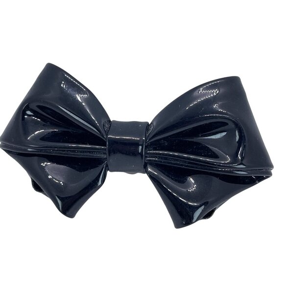 unbranded Accessories - Shoe Clips 2 Black Patent Leather Bow Charm MCM Vintage Classic Design Accessory